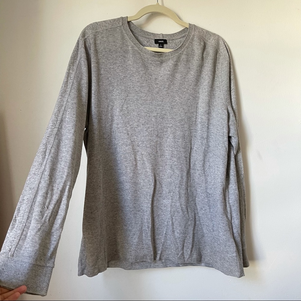 VINCE Mens Grey Long Sleeve Cotton Modal Shirt XL